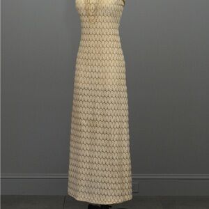 1970s Cream Knit Maxi Dress - Elegant Long Women's Dress